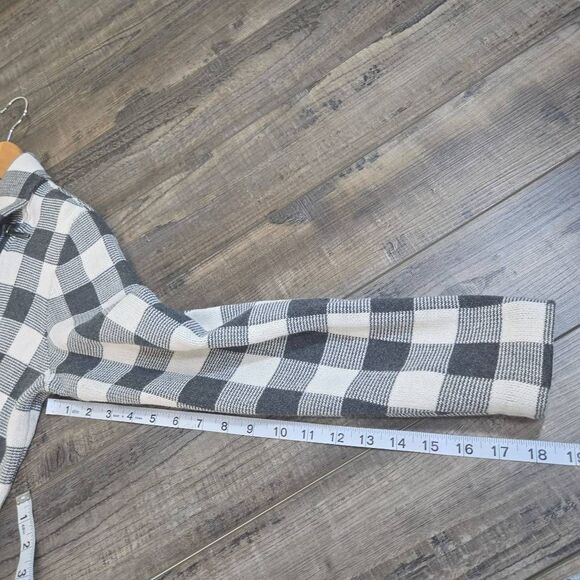 Chaps Zip Up sweater black and white checked flannel pattern women's large - Picture 9 of 9
